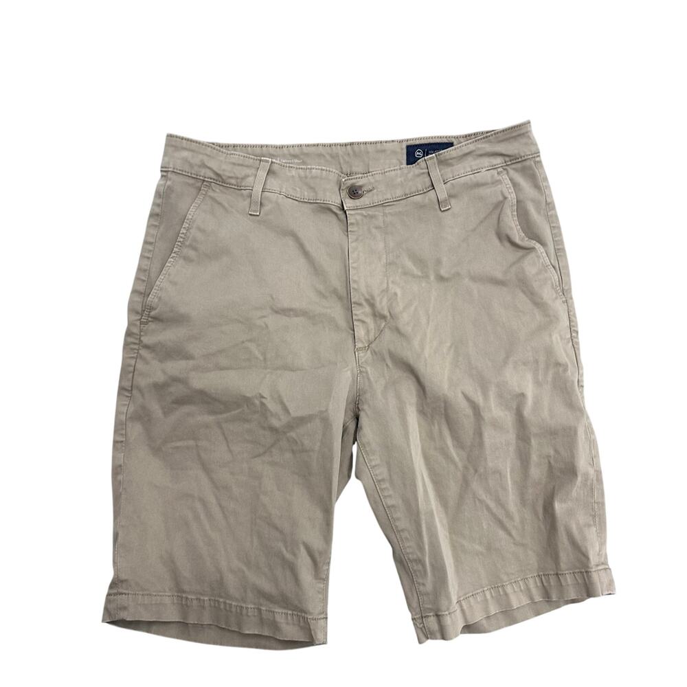 AG Adriano Goldschmied Griffin Tailored Shorts Size 33R Khaki Tan Stretch